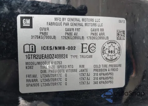 2013 GMC Sierra 1500 Sl from USA, damaged, VIN 1GTR2UEA8DZ408824